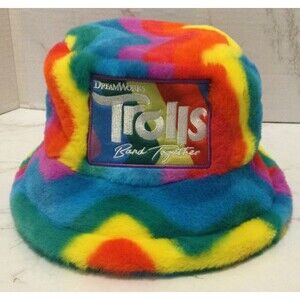 DreamWorks Troll Fuzzy Bucket Hat Band Together Multicolor Exclusive Dream Works